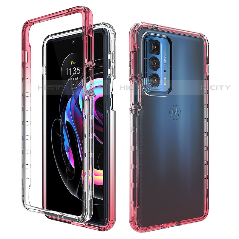 Silikon Hülle Handyhülle Ultra Dünn Flexible Schutzhülle Tasche Transparent Vorder und Rückseite 360 Grad Ganzkörper Farbverlauf für Motorola Moto Edge 20 Pro 5G