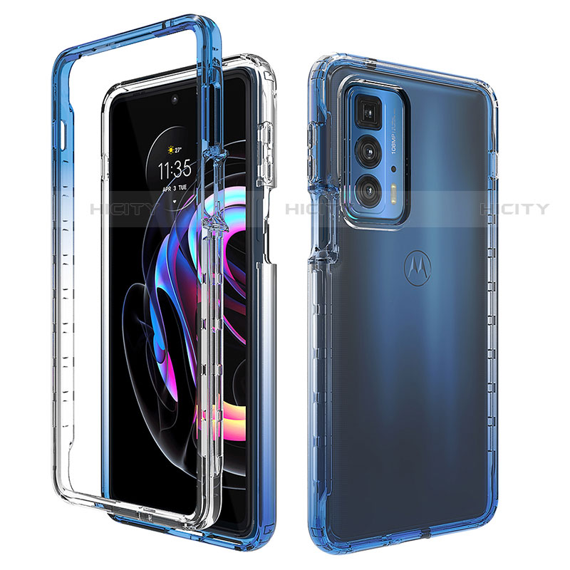 Silikon Hülle Handyhülle Ultra Dünn Flexible Schutzhülle Tasche Transparent Vorder und Rückseite 360 Grad Ganzkörper Farbverlauf für Motorola Moto Edge 20 Pro 5G