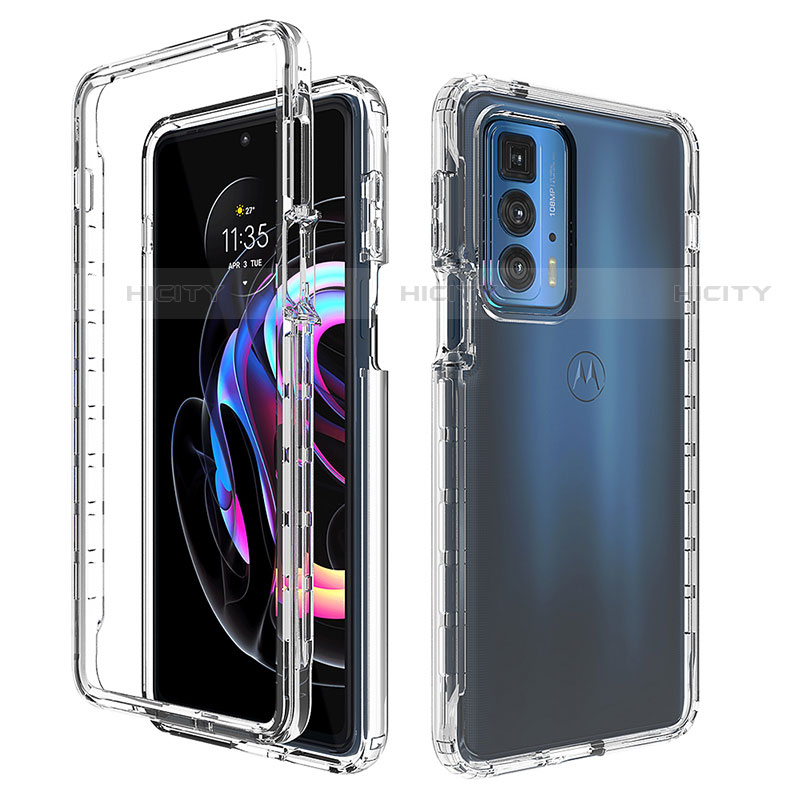 Silikon Hülle Handyhülle Ultra Dünn Flexible Schutzhülle Tasche Transparent Vorder und Rückseite 360 Grad Ganzkörper Farbverlauf für Motorola Moto Edge 20 Pro 5G Klar Plus