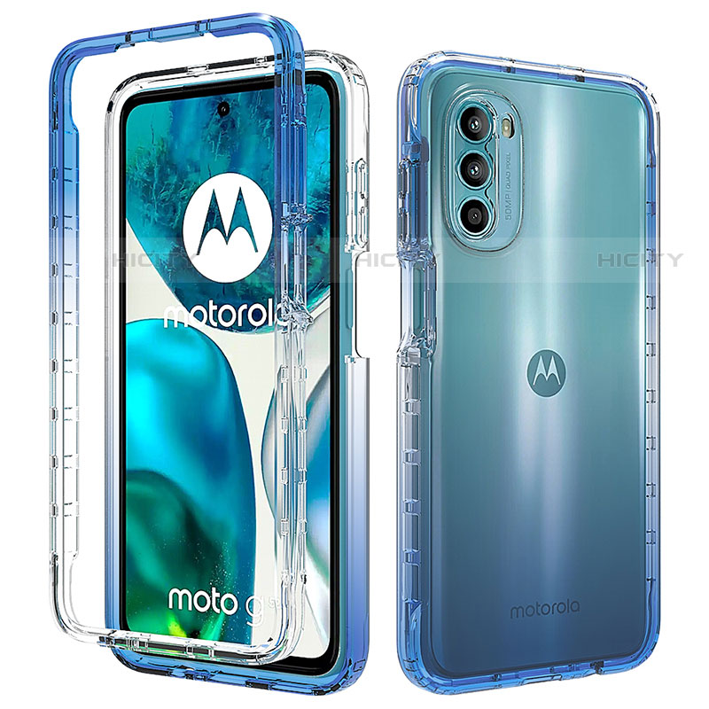 Silikon Hülle Handyhülle Ultra Dünn Flexible Schutzhülle Tasche Transparent Vorder und Rückseite 360 Grad Ganzkörper Farbverlauf für Motorola Moto Edge (2022) 5G Blau Plus