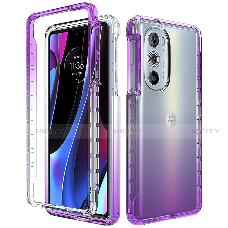 Silikon Hülle Handyhülle Ultra Dünn Flexible Schutzhülle Tasche Transparent Vorder und Rückseite 360 Grad Ganzkörper Farbverlauf für Motorola Moto Edge 30 Pro 5G