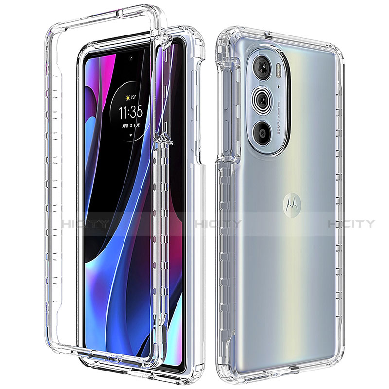 Silikon Hülle Handyhülle Ultra Dünn Flexible Schutzhülle Tasche Transparent Vorder und Rückseite 360 Grad Ganzkörper Farbverlauf für Motorola Moto Edge 30 Pro 5G Klar