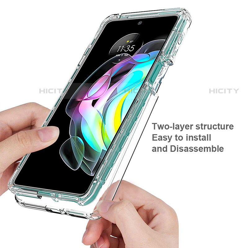 Silikon Hülle Handyhülle Ultra Dünn Flexible Schutzhülle Tasche Transparent Vorder und Rückseite 360 Grad Ganzkörper Farbverlauf für Motorola Moto Edge Lite 5G