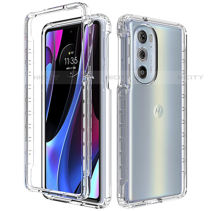 Silikon Hülle Handyhülle Ultra Dünn Flexible Schutzhülle Tasche Transparent Vorder und Rückseite 360 Grad Ganzkörper Farbverlauf für Motorola Moto Edge Plus (2022) 5G Klar