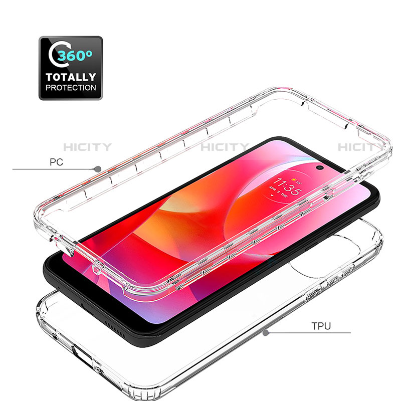 Silikon Hülle Handyhülle Ultra Dünn Flexible Schutzhülle Tasche Transparent Vorder und Rückseite 360 Grad Ganzkörper Farbverlauf für Motorola Moto G Play (2023)