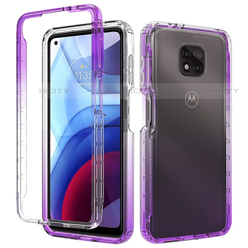 Silikon Hülle Handyhülle Ultra Dünn Flexible Schutzhülle Tasche Transparent Vorder und Rückseite 360 Grad Ganzkörper Farbverlauf für Motorola Moto G Power (2021) groß