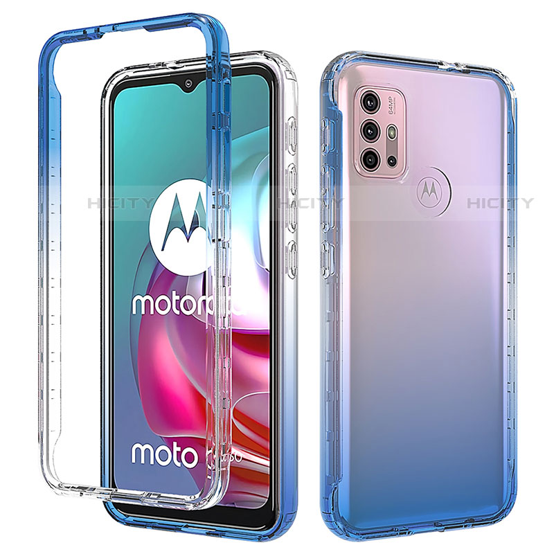 Silikon Hülle Handyhülle Ultra Dünn Flexible Schutzhülle Tasche Transparent Vorder und Rückseite 360 Grad Ganzkörper Farbverlauf für Motorola Moto G10 groß