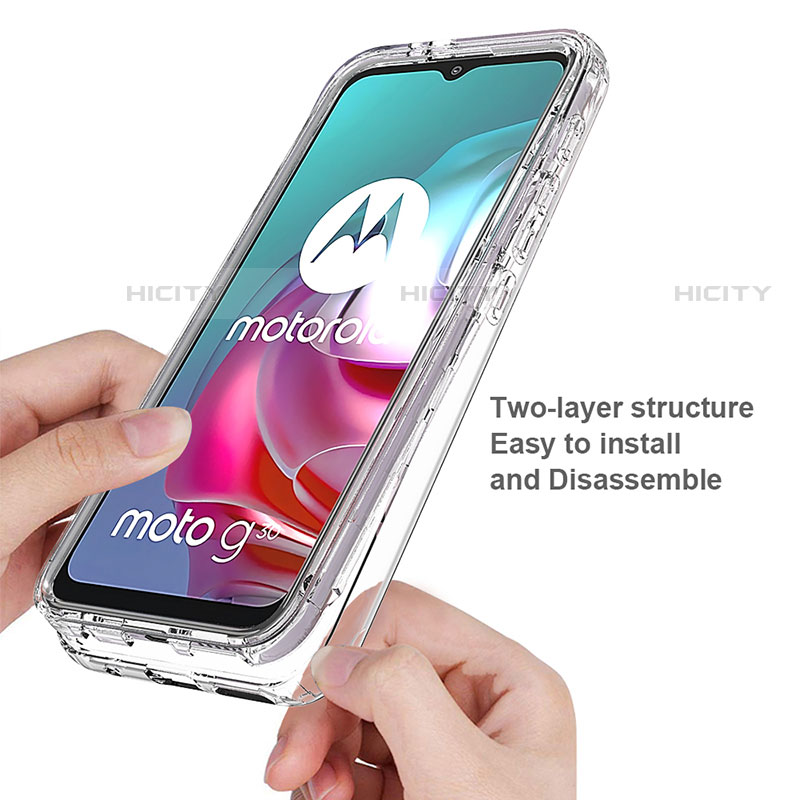 Silikon Hülle Handyhülle Ultra Dünn Flexible Schutzhülle Tasche Transparent Vorder und Rückseite 360 Grad Ganzkörper Farbverlauf für Motorola Moto G10 groß