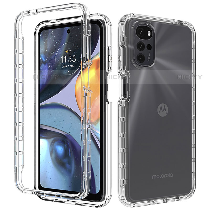 Silikon Hülle Handyhülle Ultra Dünn Flexible Schutzhülle Tasche Transparent Vorder und Rückseite 360 Grad Ganzkörper Farbverlauf für Motorola Moto G22 Klar