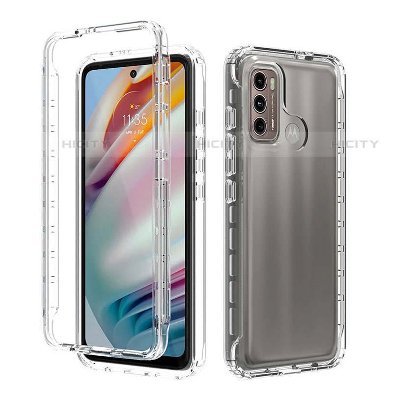 Silikon Hülle Handyhülle Ultra Dünn Flexible Schutzhülle Tasche Transparent Vorder und Rückseite 360 Grad Ganzkörper Farbverlauf für Motorola Moto G40 Fusion Klar Plus