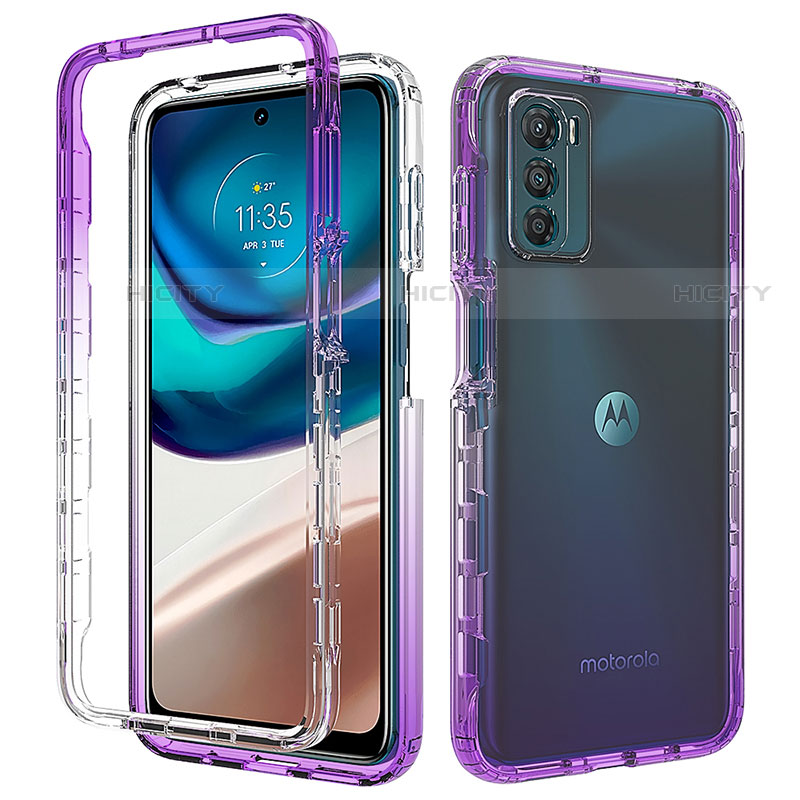 Silikon Hülle Handyhülle Ultra Dünn Flexible Schutzhülle Tasche Transparent Vorder und Rückseite 360 Grad Ganzkörper Farbverlauf für Motorola Moto G42 groß