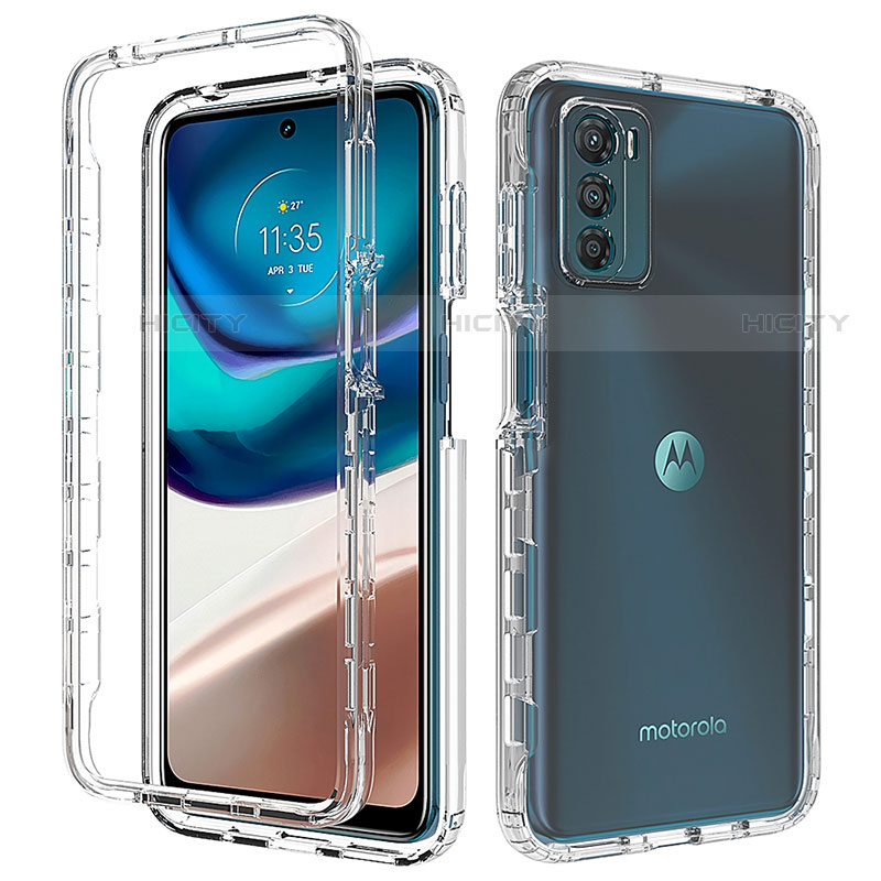 Silikon Hülle Handyhülle Ultra Dünn Flexible Schutzhülle Tasche Transparent Vorder und Rückseite 360 Grad Ganzkörper Farbverlauf für Motorola Moto G42 Klar