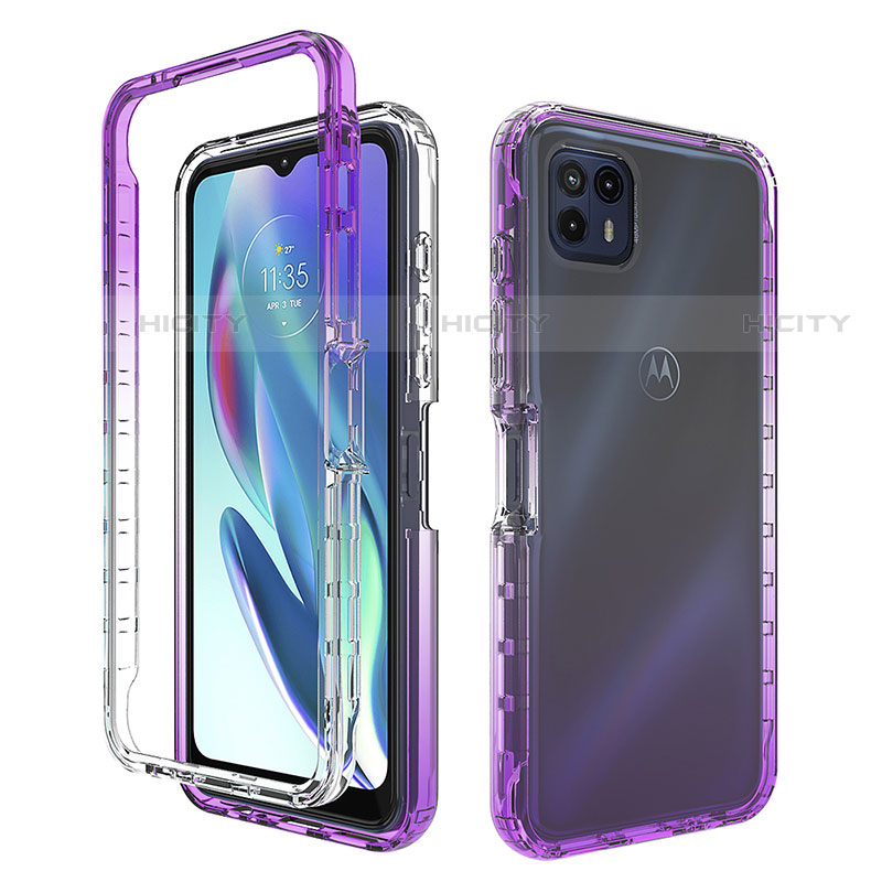 Silikon Hülle Handyhülle Ultra Dünn Flexible Schutzhülle Tasche Transparent Vorder und Rückseite 360 Grad Ganzkörper Farbverlauf für Motorola Moto G50 5G