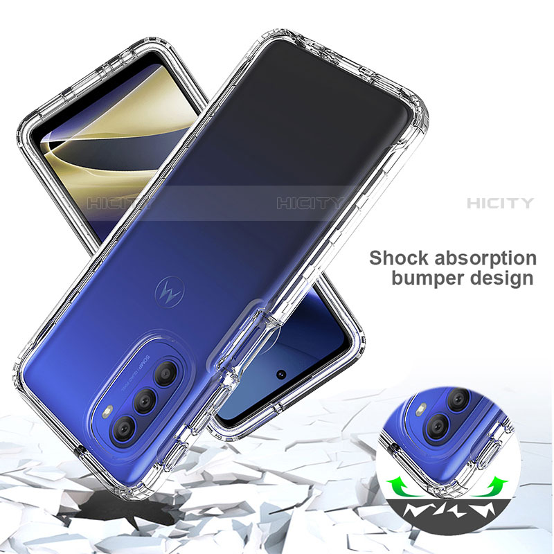 Silikon Hülle Handyhülle Ultra Dünn Flexible Schutzhülle Tasche Transparent Vorder und Rückseite 360 Grad Ganzkörper Farbverlauf für Motorola Moto G51 5G groß