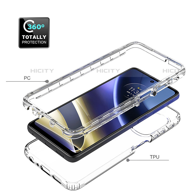 Silikon Hülle Handyhülle Ultra Dünn Flexible Schutzhülle Tasche Transparent Vorder und Rückseite 360 Grad Ganzkörper Farbverlauf für Motorola Moto G51 5G groß