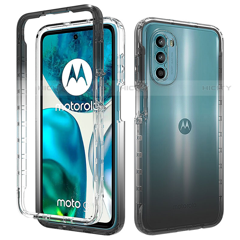 Silikon Hülle Handyhülle Ultra Dünn Flexible Schutzhülle Tasche Transparent Vorder und Rückseite 360 Grad Ganzkörper Farbverlauf für Motorola MOTO G52 Schwarz Plus