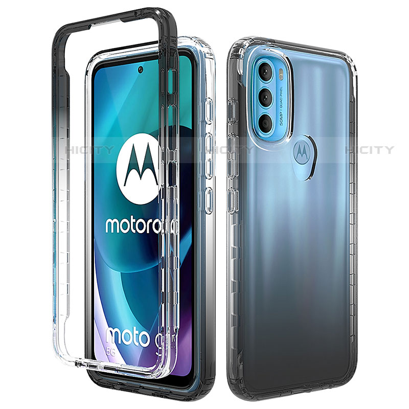 Silikon Hülle Handyhülle Ultra Dünn Flexible Schutzhülle Tasche Transparent Vorder und Rückseite 360 Grad Ganzkörper Farbverlauf für Motorola Moto G71 5G