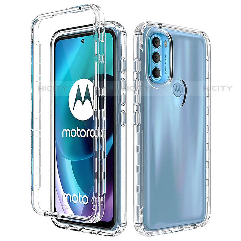 Silikon Hülle Handyhülle Ultra Dünn Flexible Schutzhülle Tasche Transparent Vorder und Rückseite 360 Grad Ganzkörper Farbverlauf für Motorola Moto G71 5G Klar