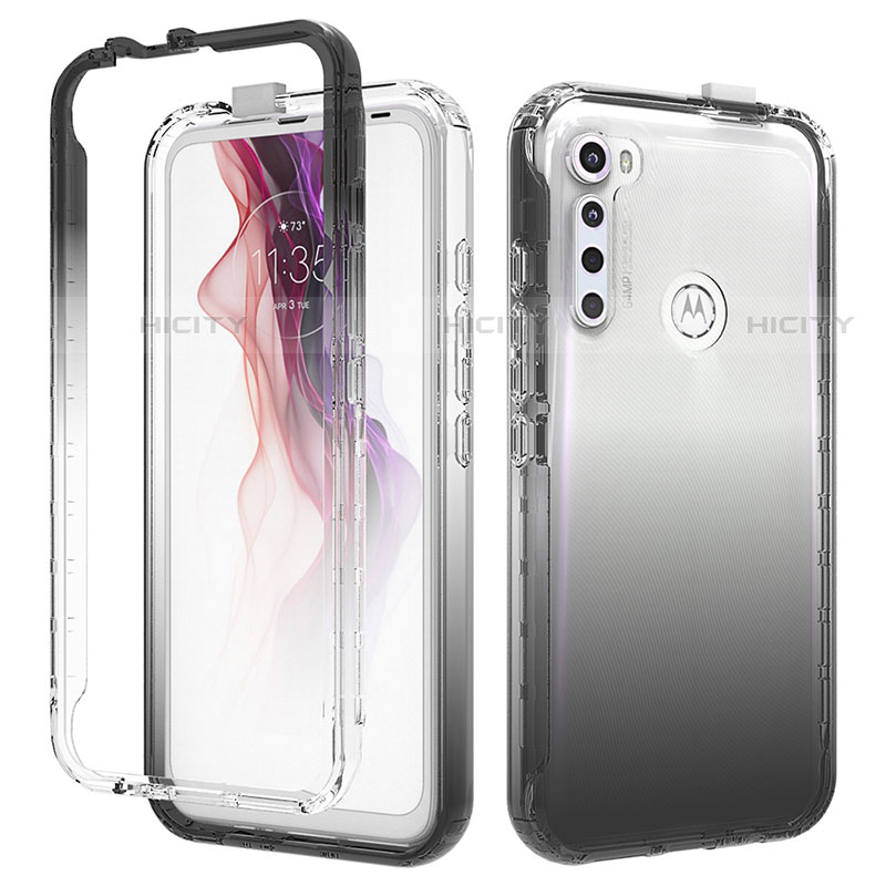 Silikon Hülle Handyhülle Ultra Dünn Flexible Schutzhülle Tasche Transparent Vorder und Rückseite 360 Grad Ganzkörper Farbverlauf für Motorola Moto One Fusion Plus groß