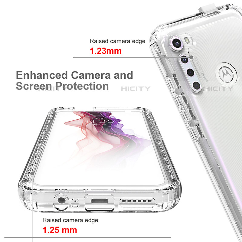 Silikon Hülle Handyhülle Ultra Dünn Flexible Schutzhülle Tasche Transparent Vorder und Rückseite 360 Grad Ganzkörper Farbverlauf für Motorola Moto One Fusion Plus groß