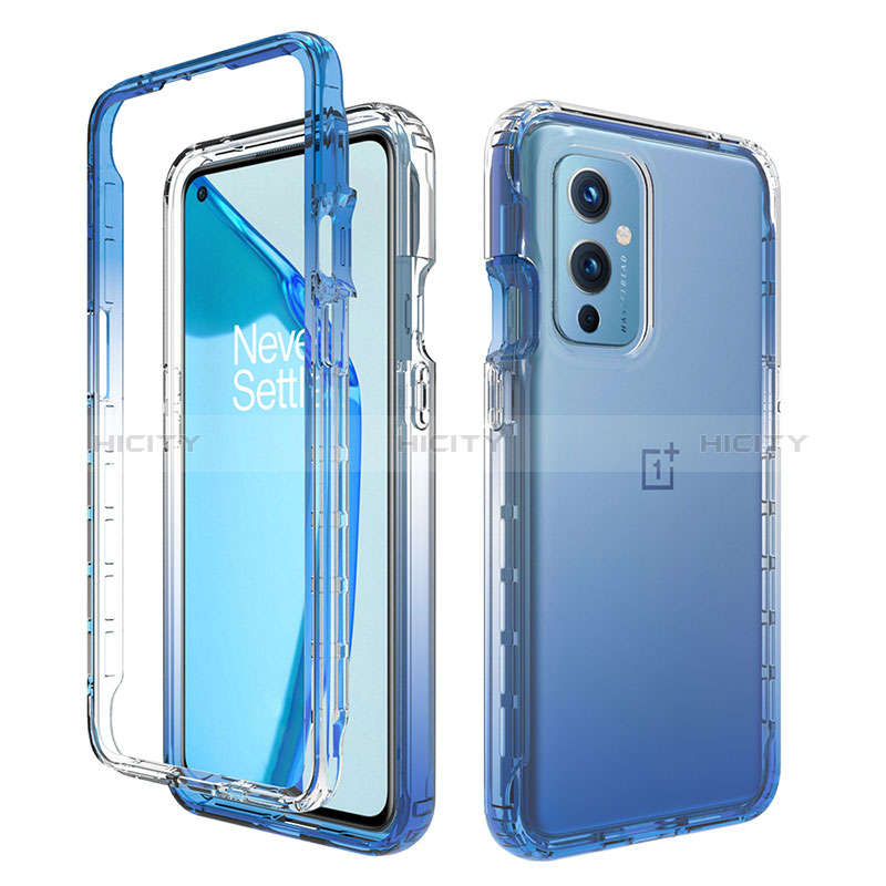 Silikon Hülle Handyhülle Ultra Dünn Flexible Schutzhülle Tasche Transparent Vorder und Rückseite 360 Grad Ganzkörper Farbverlauf für OnePlus 9 5G Blau