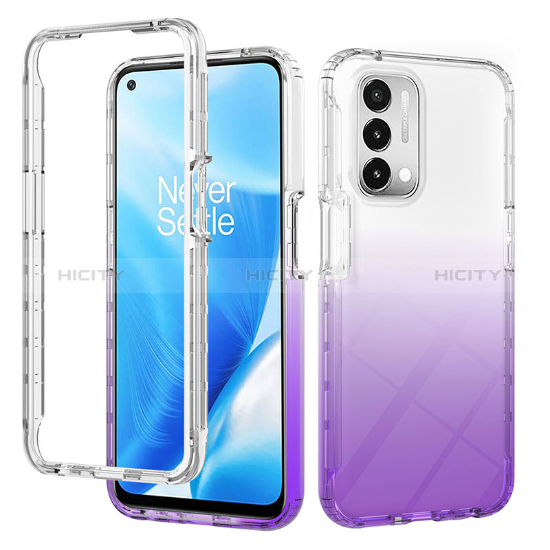 Silikon Hülle Handyhülle Ultra Dünn Flexible Schutzhülle Tasche Transparent Vorder und Rückseite 360 Grad Ganzkörper Farbverlauf für Oppo A74 5G Violett Plus