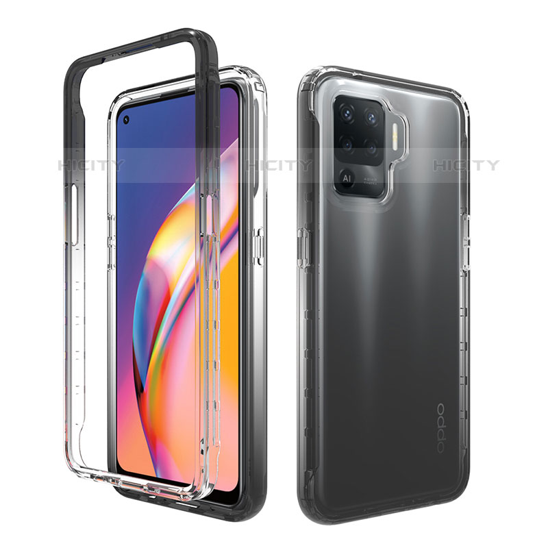 Silikon Hülle Handyhülle Ultra Dünn Flexible Schutzhülle Tasche Transparent Vorder und Rückseite 360 Grad Ganzkörper Farbverlauf für Oppo A94 4G Schwarz