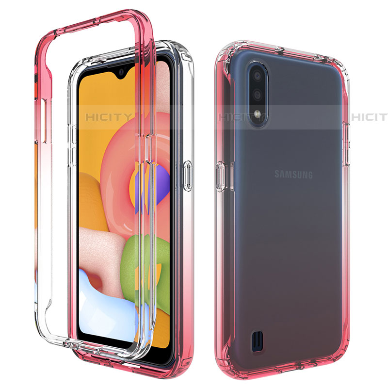 Silikon Hülle Handyhülle Ultra Dünn Flexible Schutzhülle Tasche Transparent Vorder und Rückseite 360 Grad Ganzkörper Farbverlauf für Samsung Galaxy A01 SM-A015