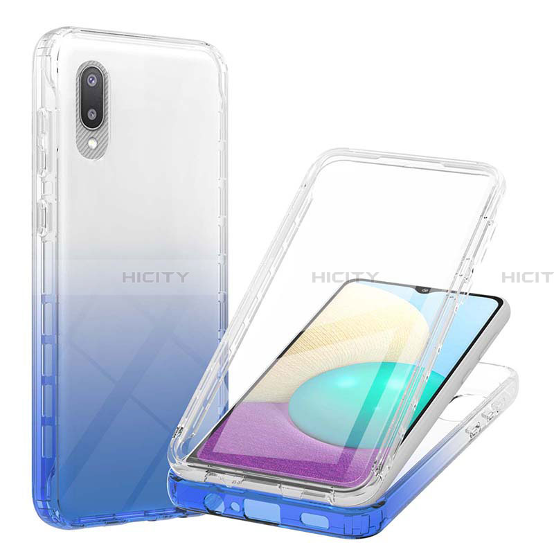 Silikon Hülle Handyhülle Ultra Dünn Flexible Schutzhülle Tasche Transparent Vorder und Rückseite 360 Grad Ganzkörper Farbverlauf für Samsung Galaxy A02