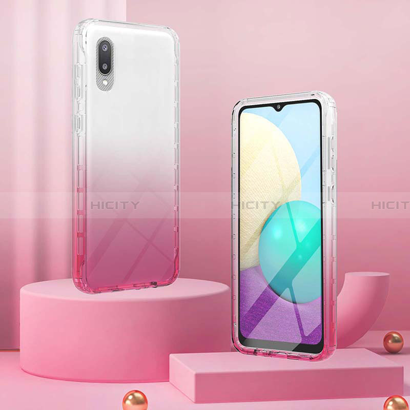 Silikon Hülle Handyhülle Ultra Dünn Flexible Schutzhülle Tasche Transparent Vorder und Rückseite 360 Grad Ganzkörper Farbverlauf für Samsung Galaxy A02