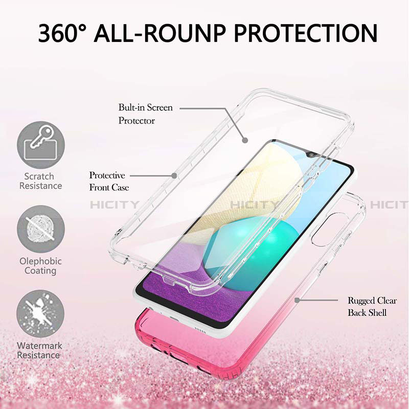 Silikon Hülle Handyhülle Ultra Dünn Flexible Schutzhülle Tasche Transparent Vorder und Rückseite 360 Grad Ganzkörper Farbverlauf für Samsung Galaxy A02 groß