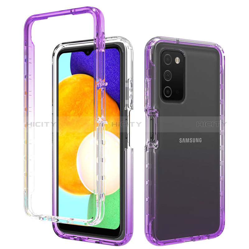 Silikon Hülle Handyhülle Ultra Dünn Flexible Schutzhülle Tasche Transparent Vorder und Rückseite 360 Grad Ganzkörper Farbverlauf für Samsung Galaxy A02s