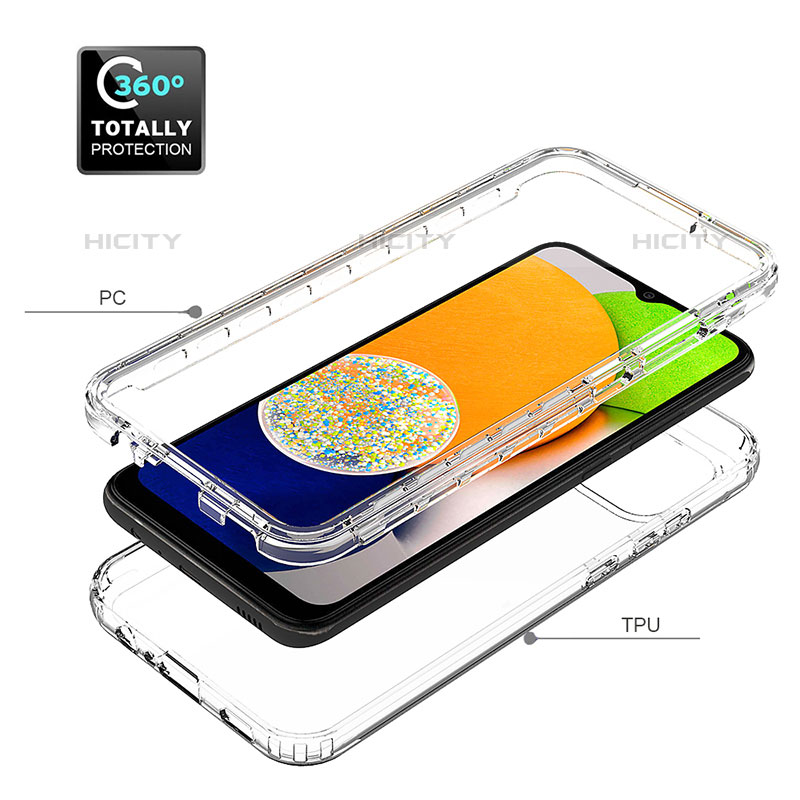 Silikon Hülle Handyhülle Ultra Dünn Flexible Schutzhülle Tasche Transparent Vorder und Rückseite 360 Grad Ganzkörper Farbverlauf für Samsung Galaxy A03 groß