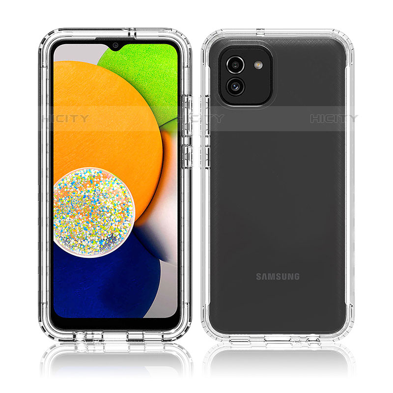 Silikon Hülle Handyhülle Ultra Dünn Flexible Schutzhülle Tasche Transparent Vorder und Rückseite 360 Grad Ganzkörper Farbverlauf für Samsung Galaxy A03