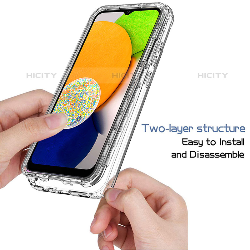 Silikon Hülle Handyhülle Ultra Dünn Flexible Schutzhülle Tasche Transparent Vorder und Rückseite 360 Grad Ganzkörper Farbverlauf für Samsung Galaxy A03