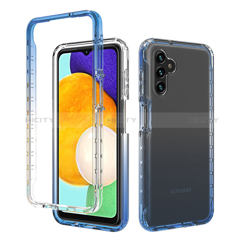 Silikon Hülle Handyhülle Ultra Dünn Flexible Schutzhülle Tasche Transparent Vorder und Rückseite 360 Grad Ganzkörper Farbverlauf für Samsung Galaxy A04s Blau