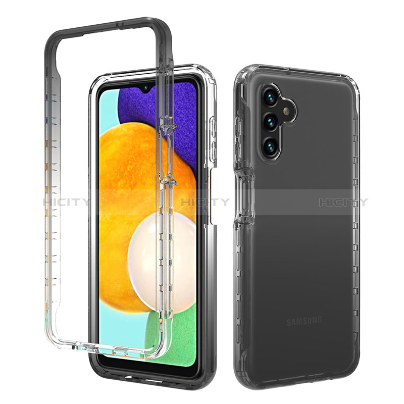 Silikon Hülle Handyhülle Ultra Dünn Flexible Schutzhülle Tasche Transparent Vorder und Rückseite 360 Grad Ganzkörper Farbverlauf für Samsung Galaxy A04s Dunkelgrau Plus