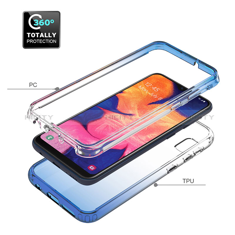 Silikon Hülle Handyhülle Ultra Dünn Flexible Schutzhülle Tasche Transparent Vorder und Rückseite 360 Grad Ganzkörper Farbverlauf für Samsung Galaxy A10e groß