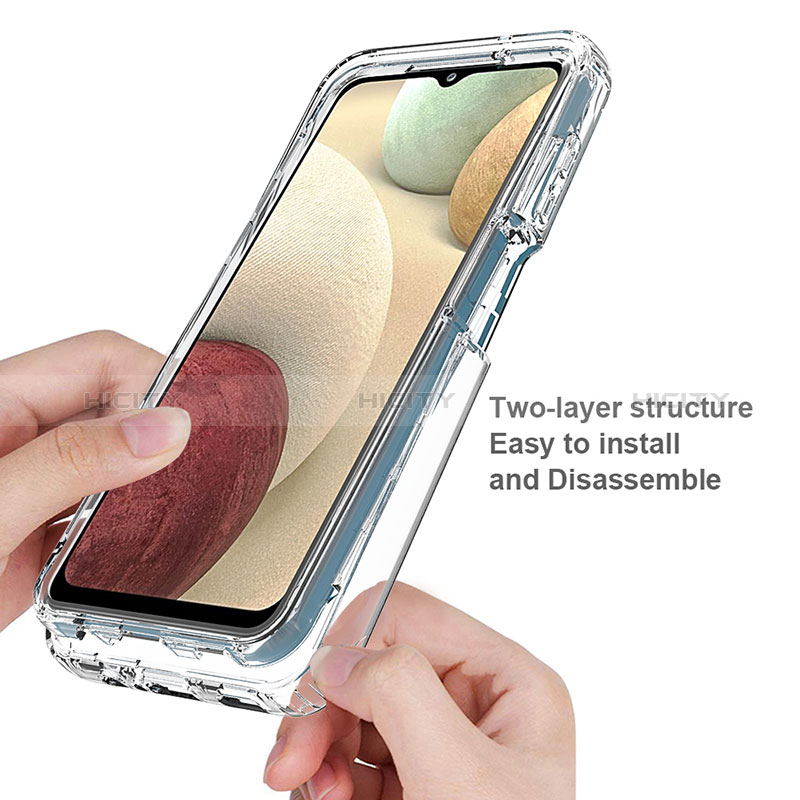 Silikon Hülle Handyhülle Ultra Dünn Flexible Schutzhülle Tasche Transparent Vorder und Rückseite 360 Grad Ganzkörper Farbverlauf für Samsung Galaxy A12 Nacho