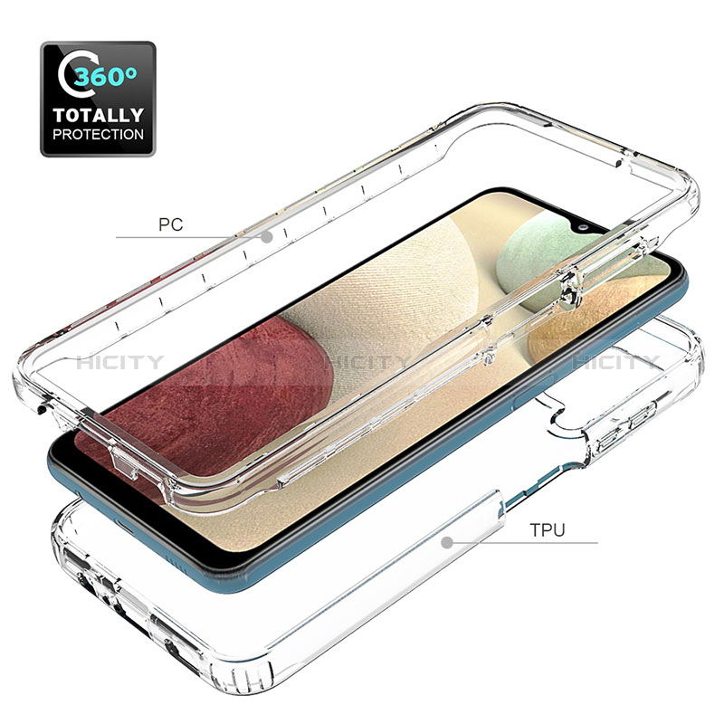 Silikon Hülle Handyhülle Ultra Dünn Flexible Schutzhülle Tasche Transparent Vorder und Rückseite 360 Grad Ganzkörper Farbverlauf für Samsung Galaxy A12 Nacho