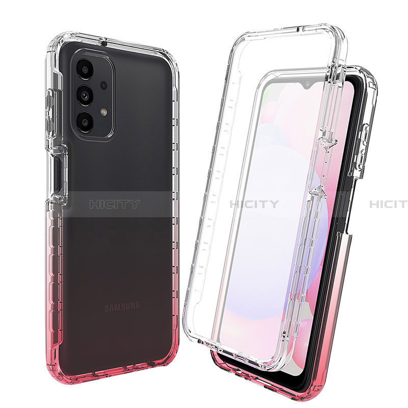 Silikon Hülle Handyhülle Ultra Dünn Flexible Schutzhülle Tasche Transparent Vorder und Rückseite 360 Grad Ganzkörper Farbverlauf für Samsung Galaxy A13 4G Rot