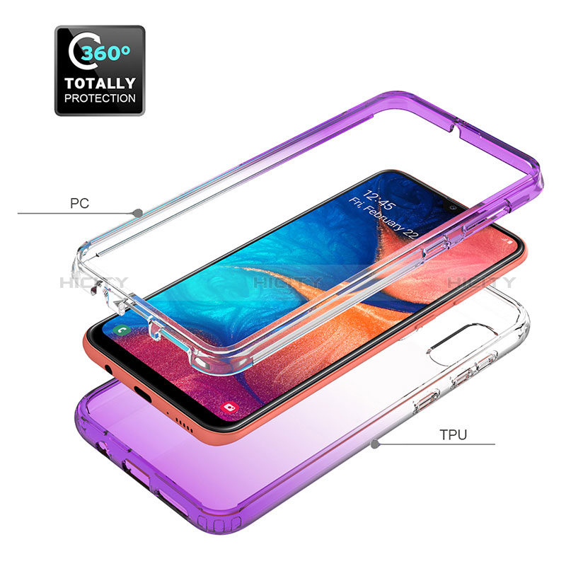 Silikon Hülle Handyhülle Ultra Dünn Flexible Schutzhülle Tasche Transparent Vorder und Rückseite 360 Grad Ganzkörper Farbverlauf für Samsung Galaxy A20 groß