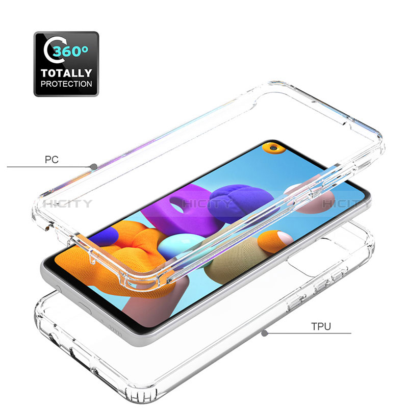 Silikon Hülle Handyhülle Ultra Dünn Flexible Schutzhülle Tasche Transparent Vorder und Rückseite 360 Grad Ganzkörper Farbverlauf für Samsung Galaxy A21s