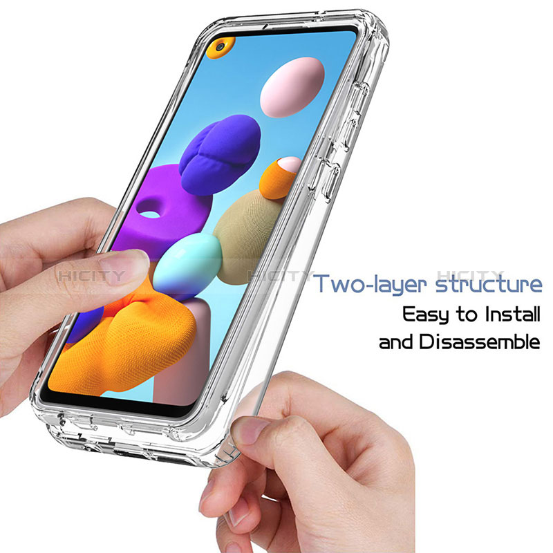 Silikon Hülle Handyhülle Ultra Dünn Flexible Schutzhülle Tasche Transparent Vorder und Rückseite 360 Grad Ganzkörper Farbverlauf für Samsung Galaxy A21s