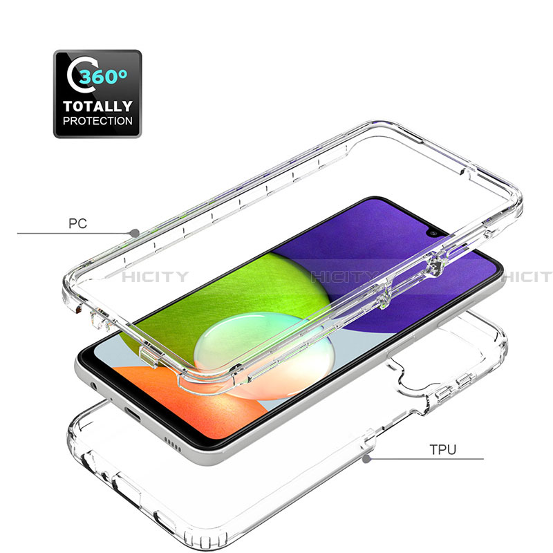 Silikon Hülle Handyhülle Ultra Dünn Flexible Schutzhülle Tasche Transparent Vorder und Rückseite 360 Grad Ganzkörper Farbverlauf für Samsung Galaxy A22 4G groß