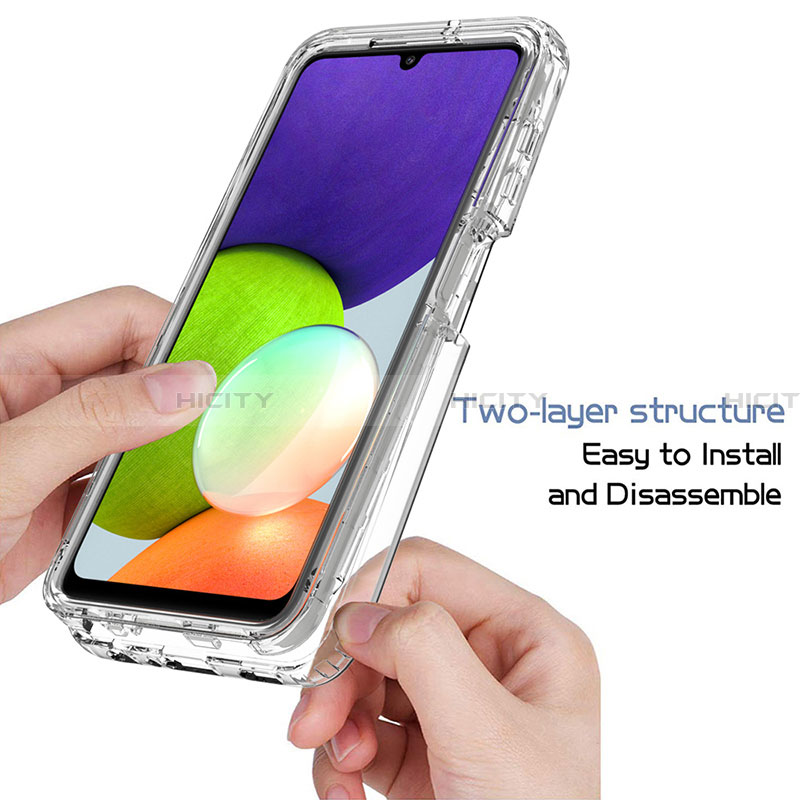 Silikon Hülle Handyhülle Ultra Dünn Flexible Schutzhülle Tasche Transparent Vorder und Rückseite 360 Grad Ganzkörper Farbverlauf für Samsung Galaxy A22 4G groß