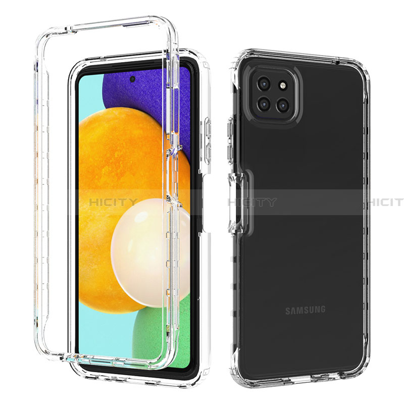 Silikon Hülle Handyhülle Ultra Dünn Flexible Schutzhülle Tasche Transparent Vorder und Rückseite 360 Grad Ganzkörper Farbverlauf für Samsung Galaxy A22 5G Klar Plus