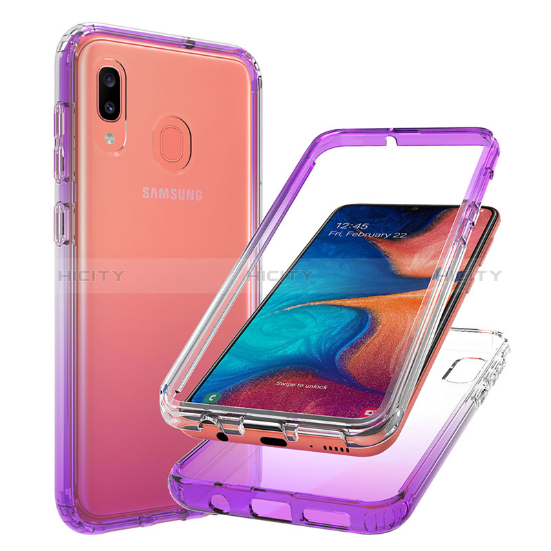 Silikon Hülle Handyhülle Ultra Dünn Flexible Schutzhülle Tasche Transparent Vorder und Rückseite 360 Grad Ganzkörper Farbverlauf für Samsung Galaxy A30 groß