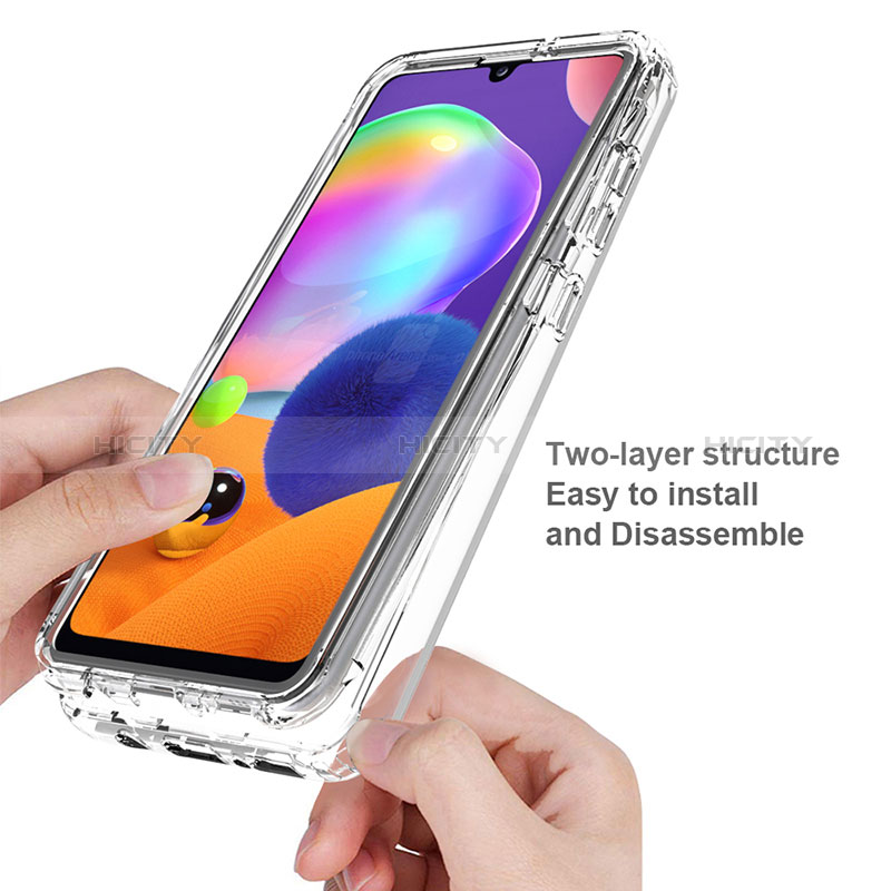 Silikon Hülle Handyhülle Ultra Dünn Flexible Schutzhülle Tasche Transparent Vorder und Rückseite 360 Grad Ganzkörper Farbverlauf für Samsung Galaxy A31 groß