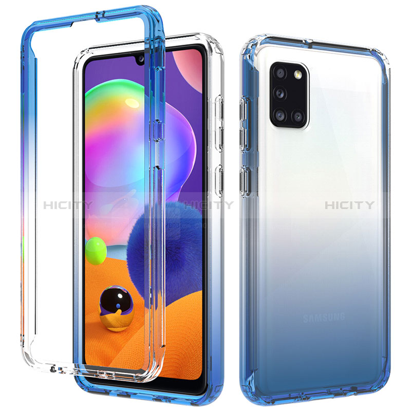 Silikon Hülle Handyhülle Ultra Dünn Flexible Schutzhülle Tasche Transparent Vorder und Rückseite 360 Grad Ganzkörper Farbverlauf für Samsung Galaxy A31 groß